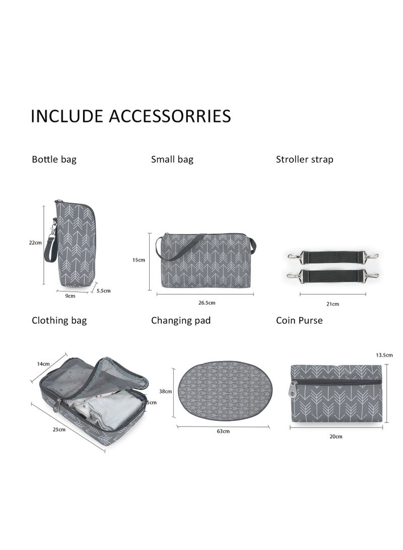 GUDOO 6 Pack Diaper Bag Set With Stroller Hooks And Nappy Changing Mat Nappy Baby Bag Travel Beach Shopping Baby Bag Multifunctional Mummy Bag Cosmetic Wet Dry Pouch  - Image 2