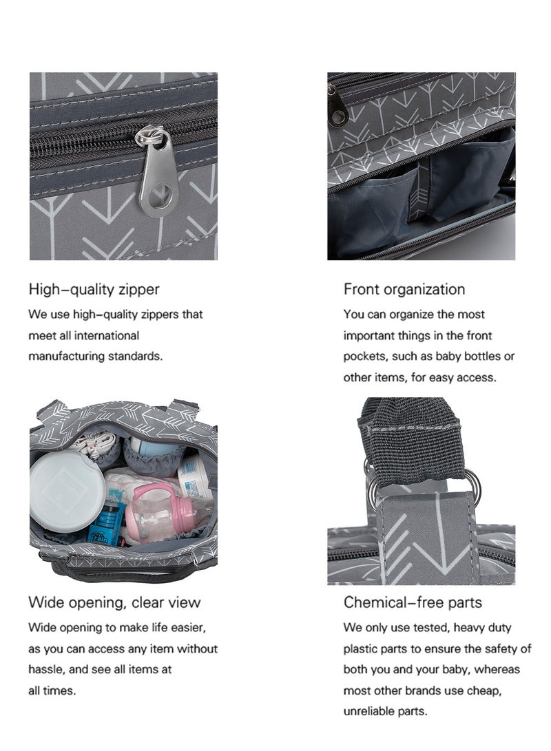 GUDOO 6 Pack Diaper Bag Set With Stroller Hooks And Nappy Changing Mat Nappy Baby Bag Travel Beach Shopping Baby Bag Multifunctional Mummy Bag Cosmetic Wet Dry Pouch  - Image 4