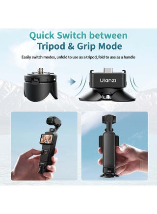 مجموعة قاعدة ULANZI Pocket 3 & Pocket 4 قصيرة الأرجل، مناسبة لكاميرا DJI Osmo Pocket 3 & Pocket 4، تتضمن حامل ثلاثي صغير + قاعدة تثبيت Arri (من النوع C)، فتح وإغلاق تلقائي، جاهزة للاستخدام، صغيرة الحجم وقابلة للحمل - view 2