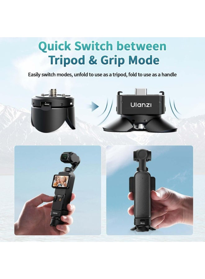 ULANZI Pocket 3 & Pocket 4 Short-Leg Base Set, Suitable for DJI Osmo Pocket 3 & Pocket 4, Including Mini Tripod + Arri Positioning Base (Type-C), Automatic Opening and Closing, Ready to Stand, Mini and Portable - view 2