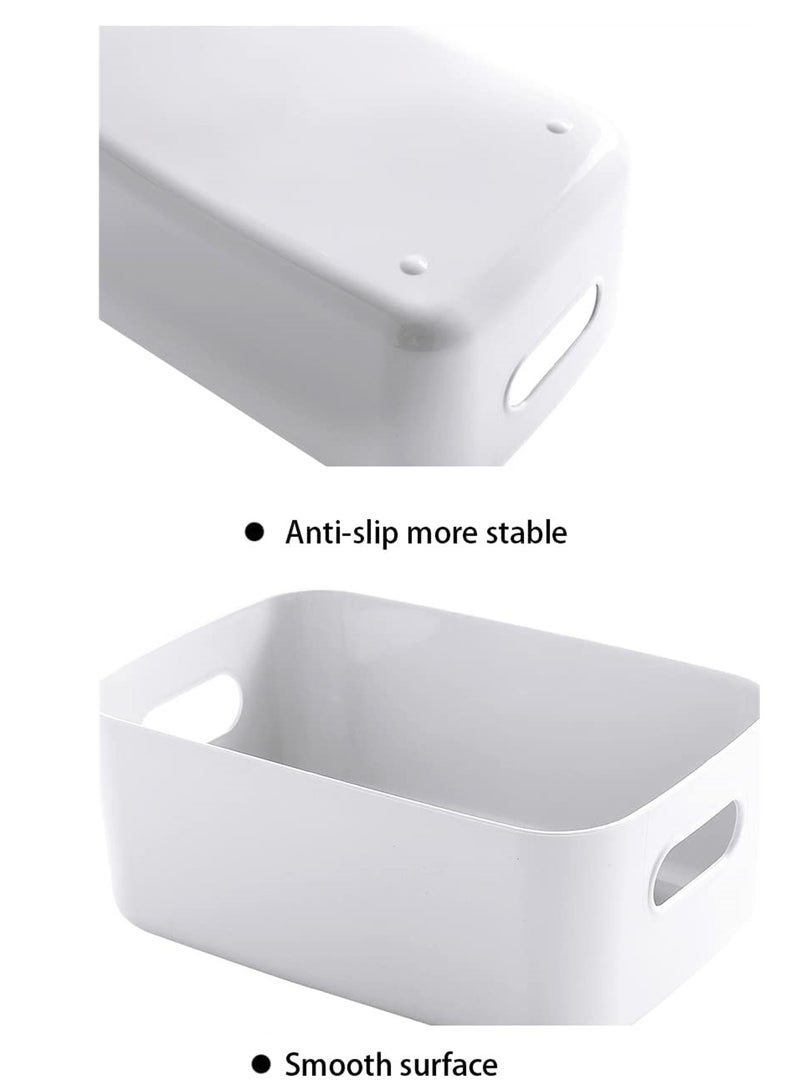 KASTWAVE White Storage Bin with Handles Pack of 3 Large Capacity Organizer Multi-Use Storage Box with Handles Durable Storage Basket for Bathroom Restroom Kitchen and Livingroom - Image 2