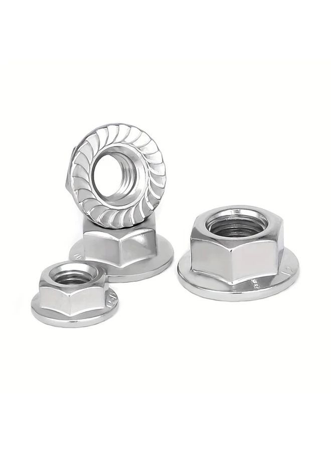 50pcs M3 Serrated Hex Flange Lock Nuts 304 Stainless Steel Plain Finish - Image 5