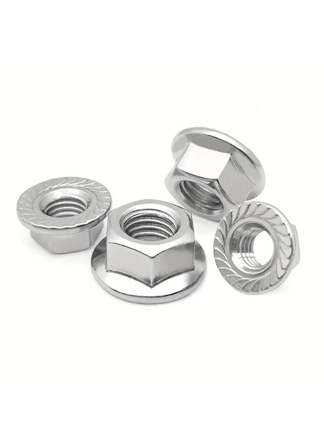 50pcs M3 Serrated Hex Flange Lock Nuts 304 Stainless Steel Plain Finish - Image 4