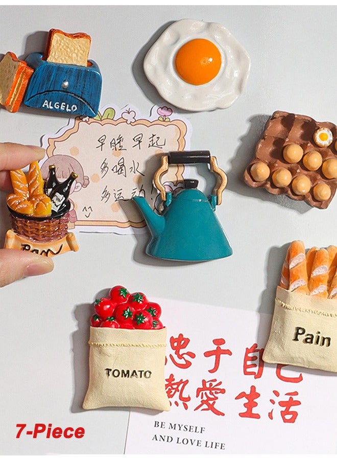 مجموعة مغناطيس ثلاجة (7 قطع) – ملصقات ثلاجة ثلاثية الأبعاد من الراتنج لديكور المنزل والمطبخ - Image 1