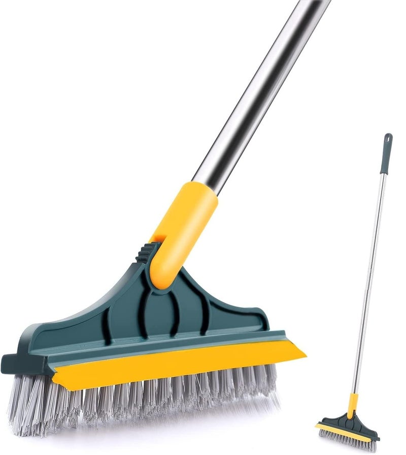 Dustex Bathroom Cleaning Brush with Wiper 3 in 1 Tiles Cleaning Brush Floor Scrub for Bathroom with Long Handle 120 Rotate Floor Cleaning Brush