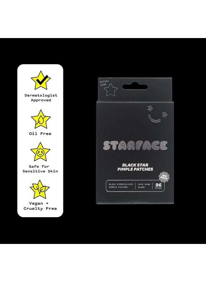 Starface World - Starface Black Star Big Pack, Hydrocolloid Pimple Patches, Absorb Fluid and Reduce Inflammation, Cute Star Shape, Cruelty-Free Skincare (96 Count) - Image 1
