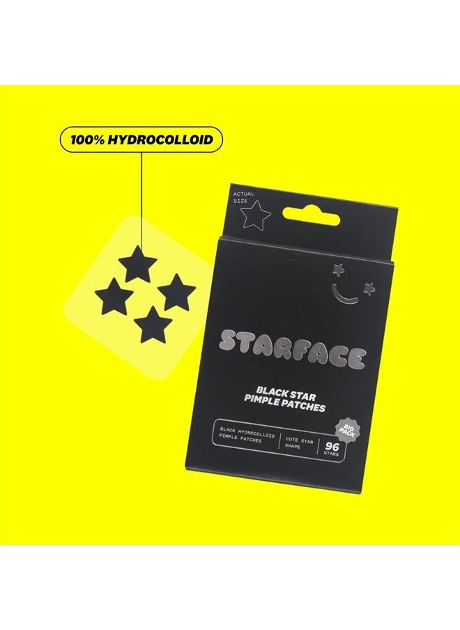 Starface World - Starface Black Star Big Pack, Hydrocolloid Pimple Patches, Absorb Fluid and Reduce Inflammation, Cute Star Shape, Cruelty-Free Skincare (96 Count) - Image 1