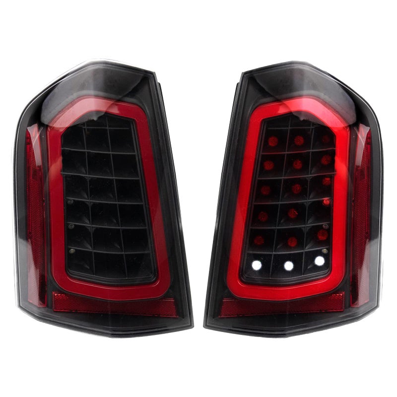 TRQ 2 Piece Driver Passenger Side Tail Light Assembly Set Performance Style LED Black Housing Compatible with 20112014 Chrysler 300 CH2800200 CH2801200