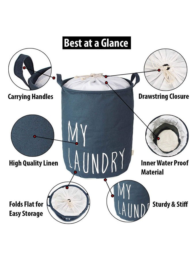 Styleys Styleys Cotton Folding Laundry Bag For Clothes 63 - Litere With Drawstring Closure (S11050 - Navy Blue), 40 Centimeters  - Image 4