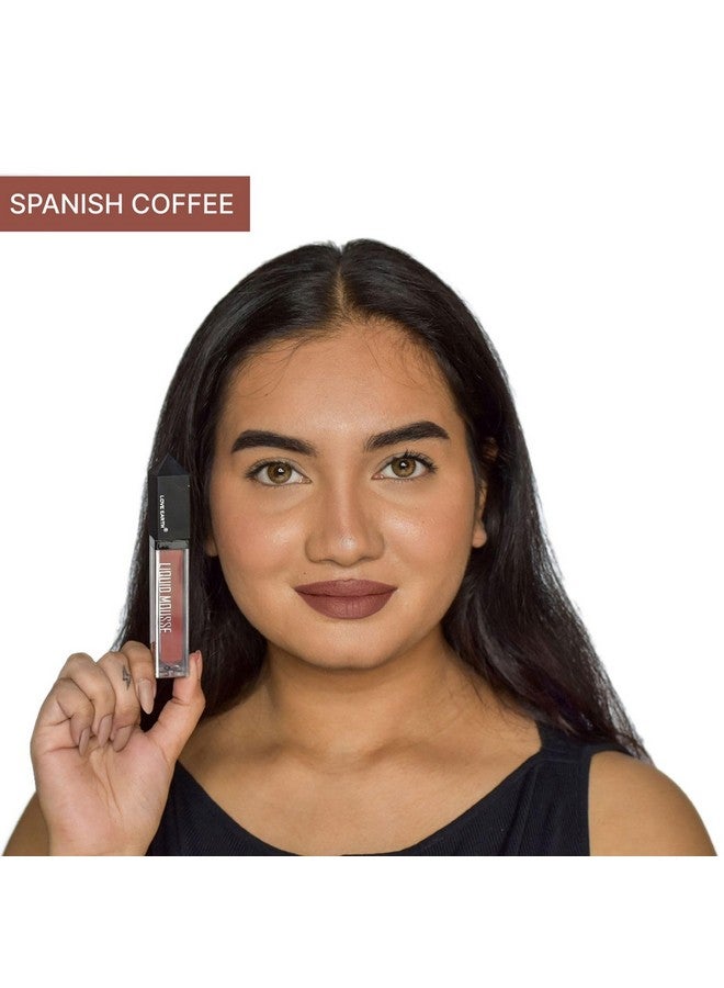 Love Earth Liquid Mousse Lipstick - Spanish Coffee Matte Finish | Lightweight, Non-Sticky, Non-Drying,Transferproof, Waterproof | Lasts Up to 12 hours with Vitamin E and Jojoba Oil - 6ml - Image 5