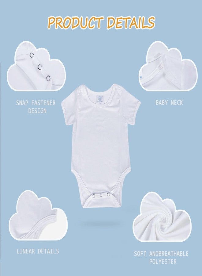 ORJ 4 PCS Baby bodysuit Sublimation Blanks baby undershirts,White Short Sleeve Polyester romper newborn t shirts - Image 3