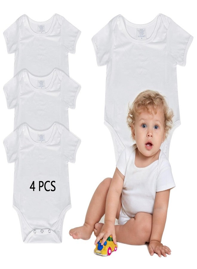 ORJ 4 PCS Baby bodysuit Sublimation Blanks baby undershirts,White Short Sleeve Polyester romper newborn t shirts - Image 1