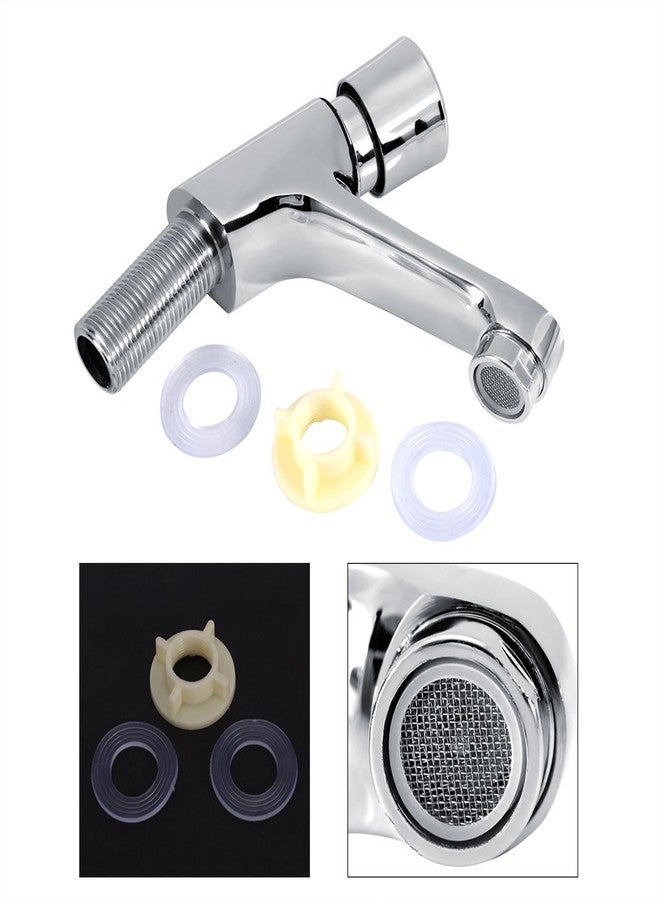 Fdit Basin Faucet Public Kitchen Bathroom Chrome Sink Tap Plated Self Closing Water Saving Time Delay - Image 4