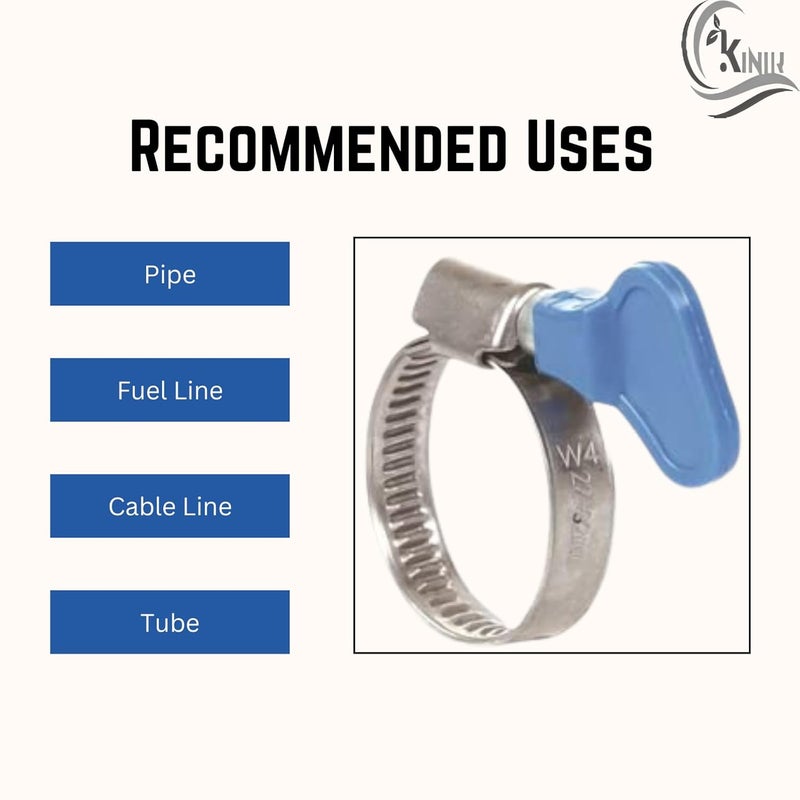 KINIK Adjustable 1" Inch Diameter Stainless Steel Hose Clamp with Key for Plumbing, Automotive & Mechanical Applications.(Pack of 6 Clamp) - Image 2