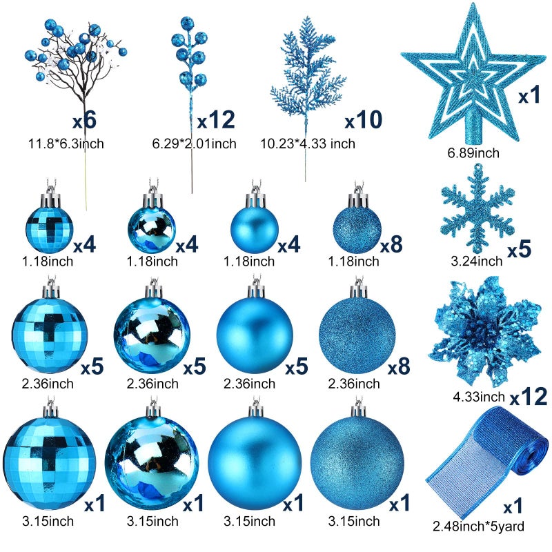 سراتي SRATTE 94 PCS DRISSION TREE DECREATIONS مجموعة عيد الميلاد شجرة الشجرة الحلي الكريسم - Image 2