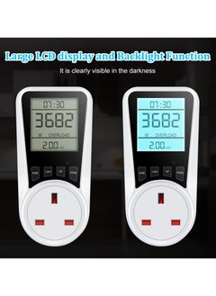 Excefore Electricity Usage Monitor with Backlight LCD Display - Voltage, Amps, Wattage, KWH Consumption Tracker - Energy Power Meter Plug for Home - Overload Protection (2900W/13A)  - Image 5