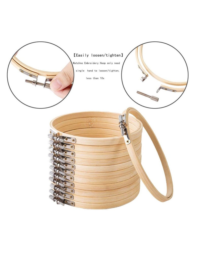 KASTWAVE Embroidery Hoop, 11.8 Inch Cross Stitch Supplies Wooden Round Hoop Bamboo Embroidery Bandage Flower Hoop Easy to Loosen/tighten for Artistic Crafts Easy to Sew (12 Pcs)  - Image 2