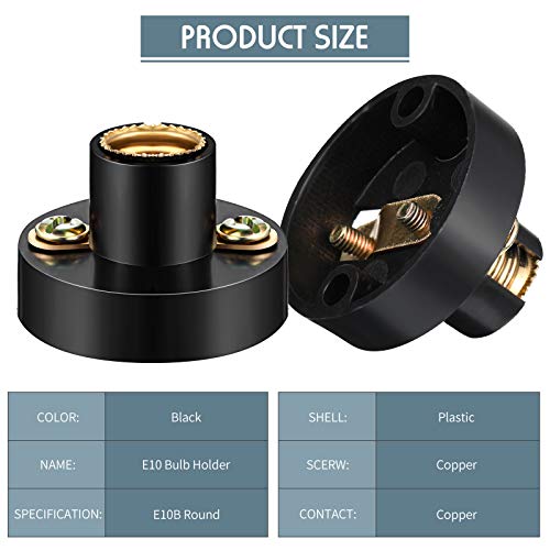 Honoson 30 Pieces E10 Screw Mini Bulbs Warm White Light and E10 Mini Screw Type Bulb Socket Black Plastic Bulbs Holder for Student Experiment Lighting DIY Accessories, 1.5V, 0.3A - Image 5