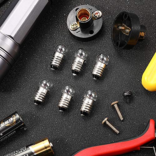 Honoson 30 Pieces E10 Screw Mini Bulbs Warm White Light and E10 Mini Screw Type Bulb Socket Black Plastic Bulbs Holder for Student Experiment Lighting DIY Accessories, 1.5V, 0.3A - Image 4
