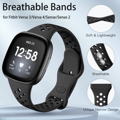 Laffav Bands Compatible with Fitbit Versa 3Versa 4Fitbit Sense bands for Women Men Slim Soft Silicone Sport Strap Replacement Wristband Small BlackPine GreenPurpleBlue Gray - Image 3