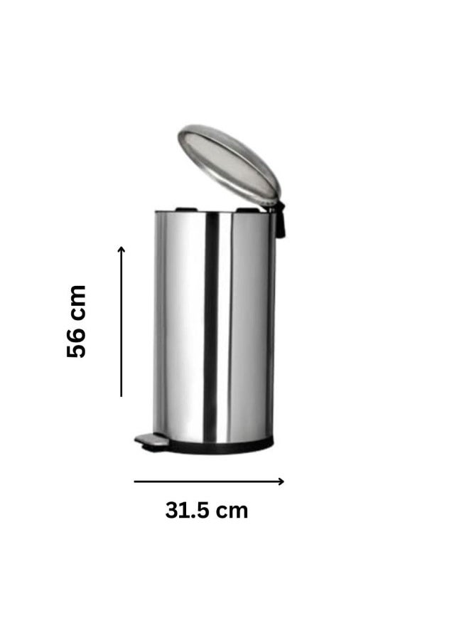Primanova - Primanova Turkish Basket Stainless Steel Trash Can With Soft Close and Durable and Pedal 30 Liter -Silver - Image 1