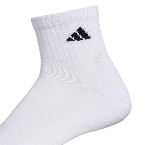 adidas Women's Ankle Socks, Athletic Cushioned Quarter Fit, 6-Pack, Durable, Comfortable, Cooling, with Compression, White/Black/White, M - Image 3