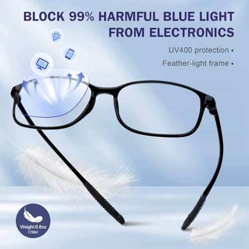 AQWANO TR90 Flexible Reading Glasses for Men Women, Blue Light Blocking Computer Readers, 4 Pack Unbreakable Frames Lightweight Cheaters 1.25 - Image 4