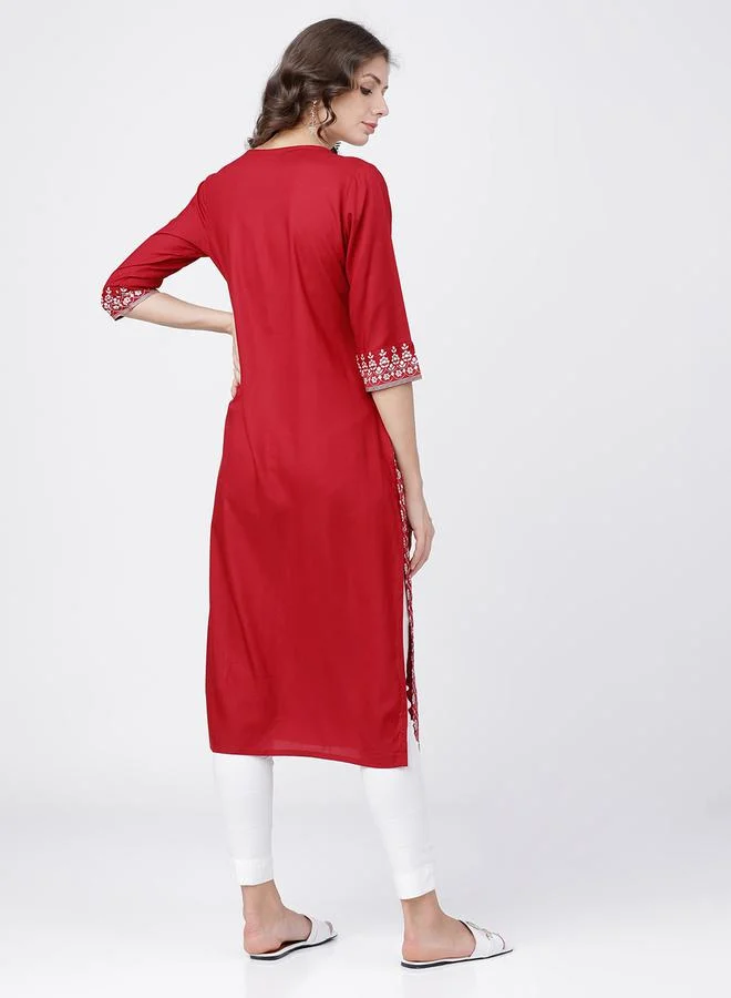 Vishudh Floral Printed Straight Fit Kurta by Styli