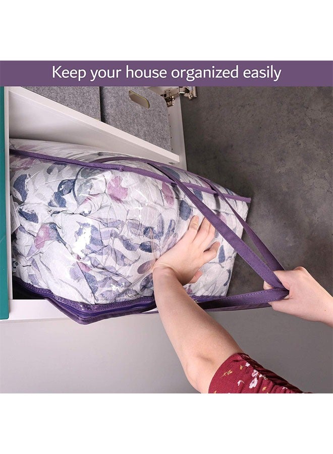YelaJoy 3 Pack Clear Clothes Storage Bags, 40L Plastic Blanket Storage Bag, Vinyl Foldable Moving Bags with Zipper, Closet Organizers and Storage Containers for Bedding, Duvet, Comforter (Purple,46*23*38cm) - Image 5