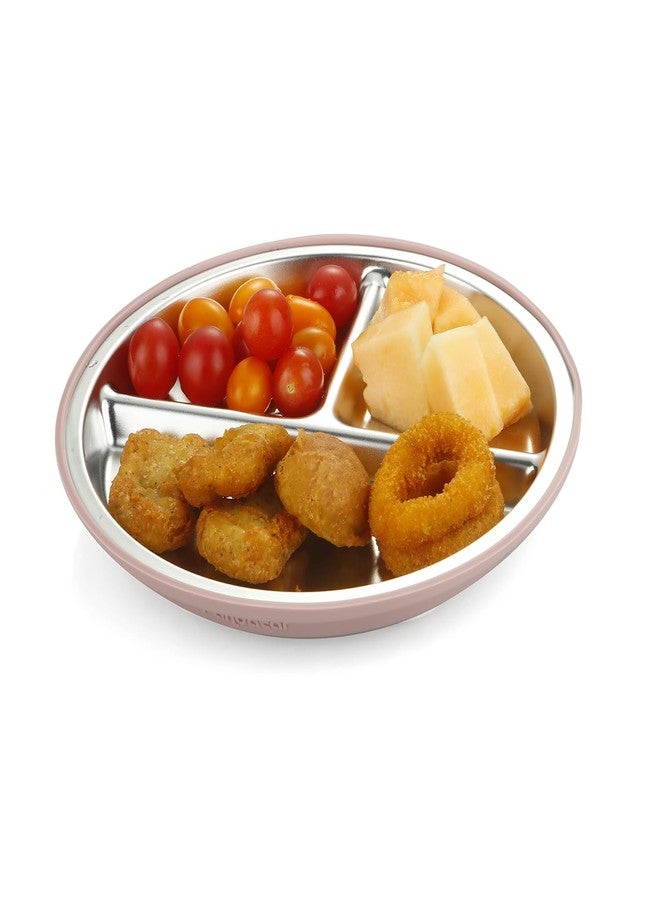 PandaEar طقم تغذية الأطفال PandaEar 4 قطع، 2 عبوة أطباق شفط من الفولاذ المقاوم للصدأ و2 عبوة ملاعق، أطباق مقسمة لأسلوب الفطام الذاتي للأطفال، خالية من BPA (وردي داكن/وردي فاتح) - Image 5