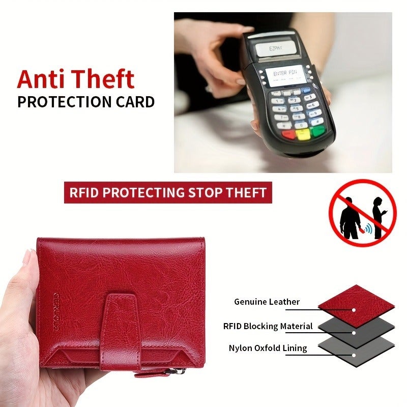 GERUOLA RFID Anti-Theft Refreshed Tri-Fold Multi-Function Leather Wallet with Magnetic Card Holder - Image 4