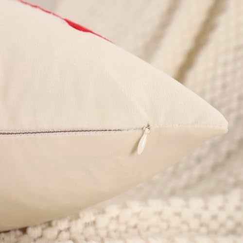 LUOYEHK Christmas Pillow Covers 18x18 Set of 2 Cute Reindeer Decorative Beige Pillow Cases Winter Holiday Velvet Embroidered Cushion Covers for Couch Sofa Bed - Image 5