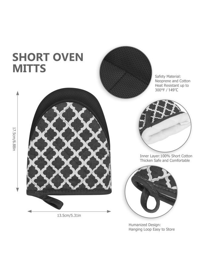 Qulable 1 Pair Short Oven Mitts - Silicone Kitchen Oven Gloves High Heat Resistant 500℉, Mini Oven Mits with Non-Slip Grip Surfaces and Hanging Loop for BBQ, Baking, Cooking and Grilling (Dark Blue) - Image 3