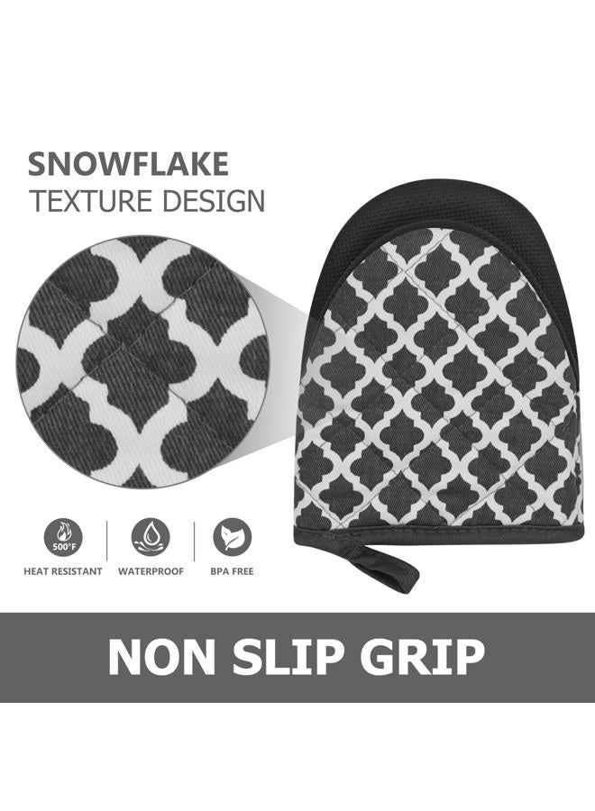 Qulable 1 Pair Short Oven Mitts - Silicone Kitchen Oven Gloves High Heat Resistant 500℉, Mini Oven Mits with Non-Slip Grip Surfaces and Hanging Loop for BBQ, Baking, Cooking and Grilling (Dark Blue) - Image 5