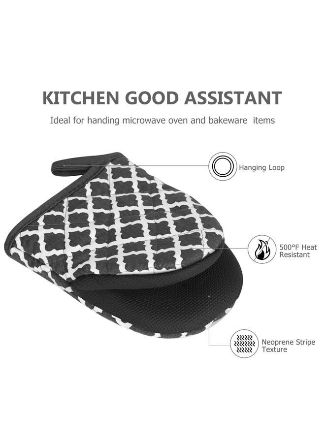 Qulable 1 Pair Short Oven Mitts - Silicone Kitchen Oven Gloves High Heat Resistant 500℉, Mini Oven Mits with Non-Slip Grip Surfaces and Hanging Loop for BBQ, Baking, Cooking and Grilling (Dark Blue) - Image 4