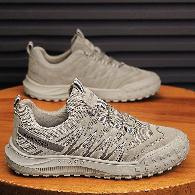 Mens Shoes 2024 Spring and Autumn New Mesh Lightweight Breathable Casual sneaker Fashionable All-match Outdoor Shoes Dark khaki color - Image 1