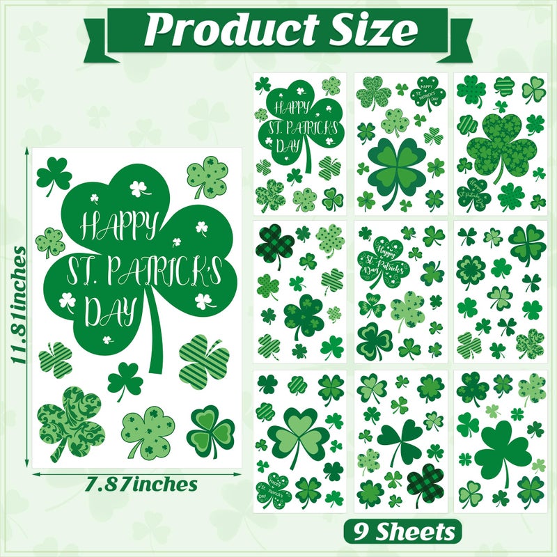 Traplace 9 Sheets St Patricks Day Window Clings, 116 PCS St Patrick's Day Shamrock Window Stickers for St Patricks Day Decorations, Green Static Spring Window Clings for Glass Windows Decor - Image 2