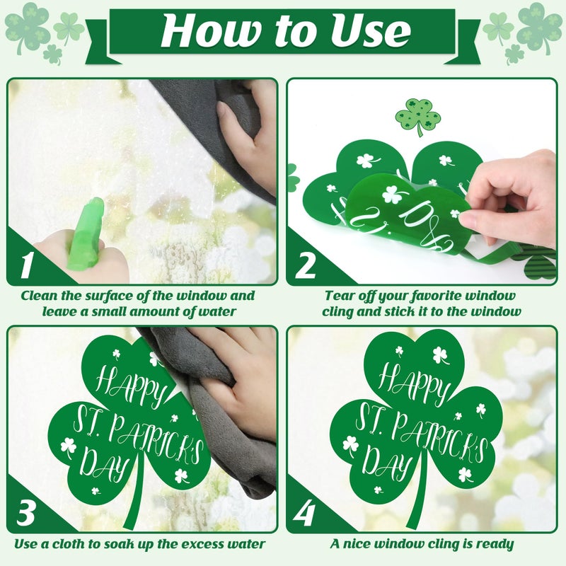 Traplace 9 Sheets St Patricks Day Window Clings, 116 PCS St Patrick's Day Shamrock Window Stickers for St Patricks Day Decorations, Green Static Spring Window Clings for Glass Windows Decor - Image 4