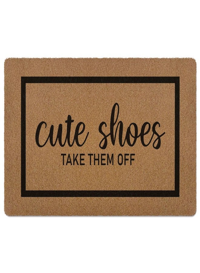 XLDLIOO Cute Shoes Take Them Off Door Mat, Funny Welcome Front Door Mat Indoor Outdoor Entrance, Rustic Artificial Coir Doormat Rugs for Porch Entry Patio Kitchen Decor 30x17in - Image 1
