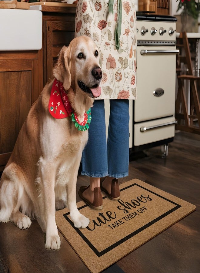 XLDLIOO Cute Shoes Take Them Off Door Mat, Funny Welcome Front Door Mat Indoor Outdoor Entrance, Rustic Artificial Coir Doormat Rugs for Porch Entry Patio Kitchen Decor 30x17in - Image 3
