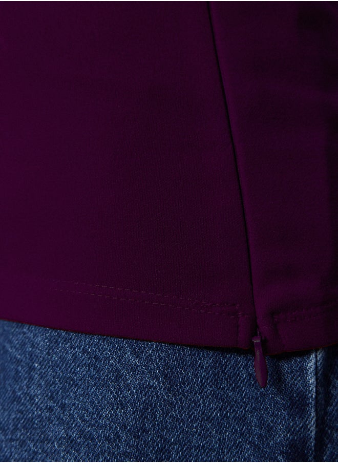 trendyol - Plum Strapless Collar Side Zipper Crepe Knit Blouse TWOSS23BZ00928 - Image 1