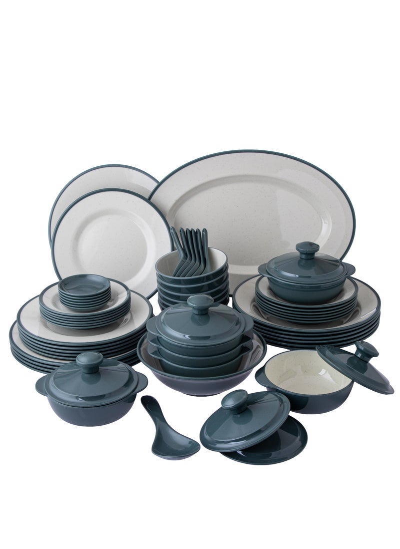 CC Bin Shihon 57-Piece Dinner Set Made of High Quality Melamine, Safe in Dishwasher and Microwave Grey ‎35 x 25 x 30 cm  - Image 1