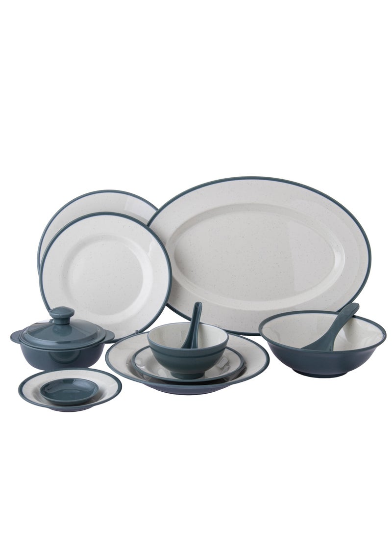 CC Bin Shihon 57-Piece Dinner Set Made of High Quality Melamine, Safe in Dishwasher and Microwave Grey ‎35 x 25 x 30 cm  - Image 2