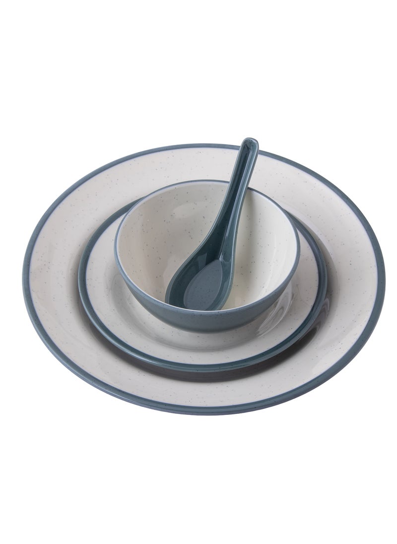 CC Bin Shihon 57-Piece Dinner Set Made of High Quality Melamine, Safe in Dishwasher and Microwave Grey ‎35 x 25 x 30 cm  - Image 5