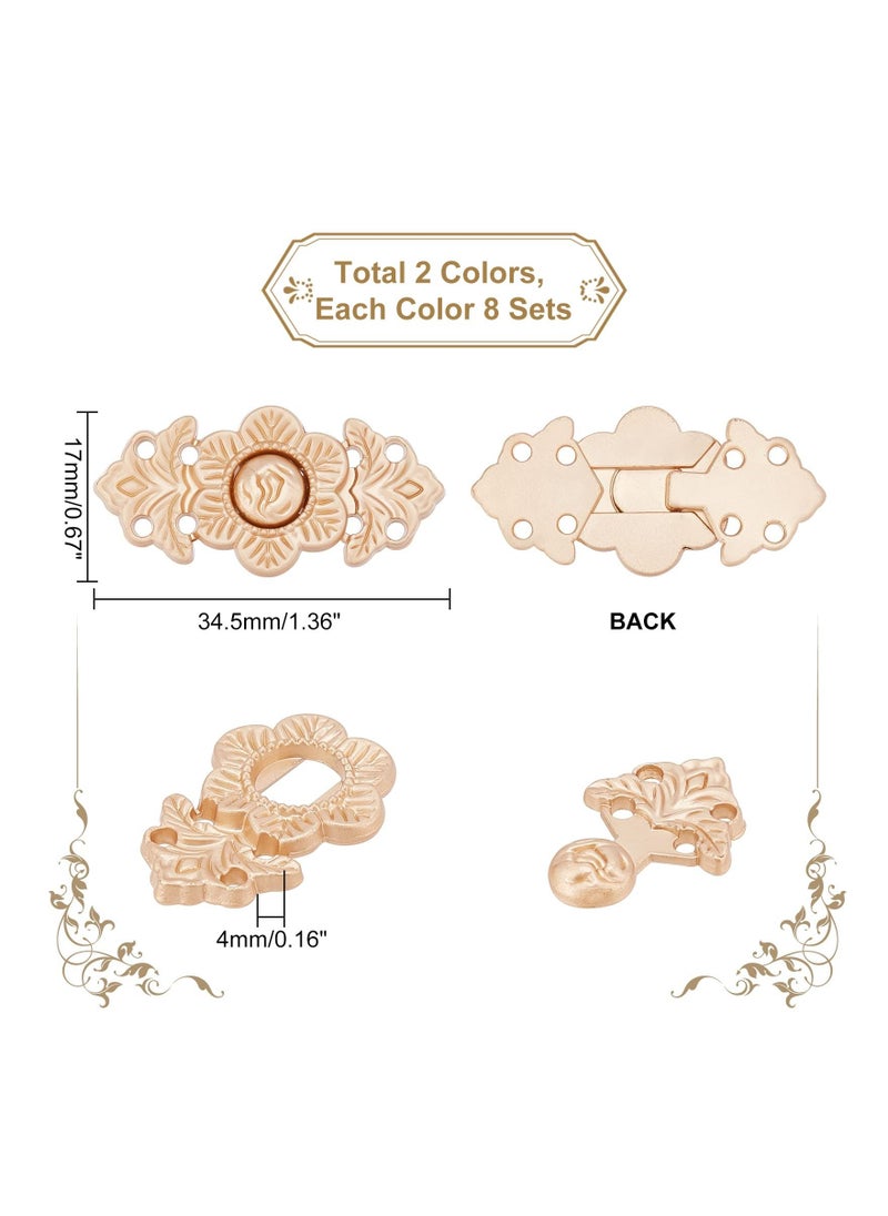 Excefore 16 Pcs Adjustable Waist Buckles, Fashion Vintage Flower Jean Sewing Button for Women, Nail-Free Jeans Waist Buckles DIY Pants Clips for Dresses Pants Jeans  - Image 2