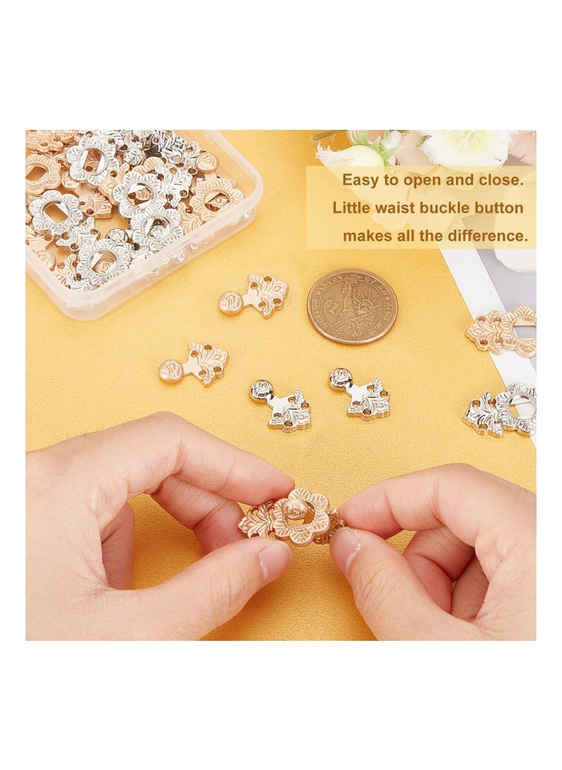Excefore 16 Pcs Adjustable Waist Buckles, Fashion Vintage Flower Jean Sewing Button for Women, Nail-Free Jeans Waist Buckles DIY Pants Clips for Dresses Pants Jeans  - Image 5
