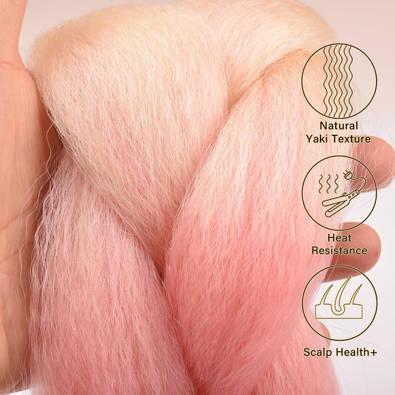 BACANA Blonde Braiding Hair Ombre Blonde Pink Purple 3pcs Synthetic Jumbo Braid In Hair Extension For Braiding Twist Crochet Braids 24 Inch Soft 100G/PC - Image 4