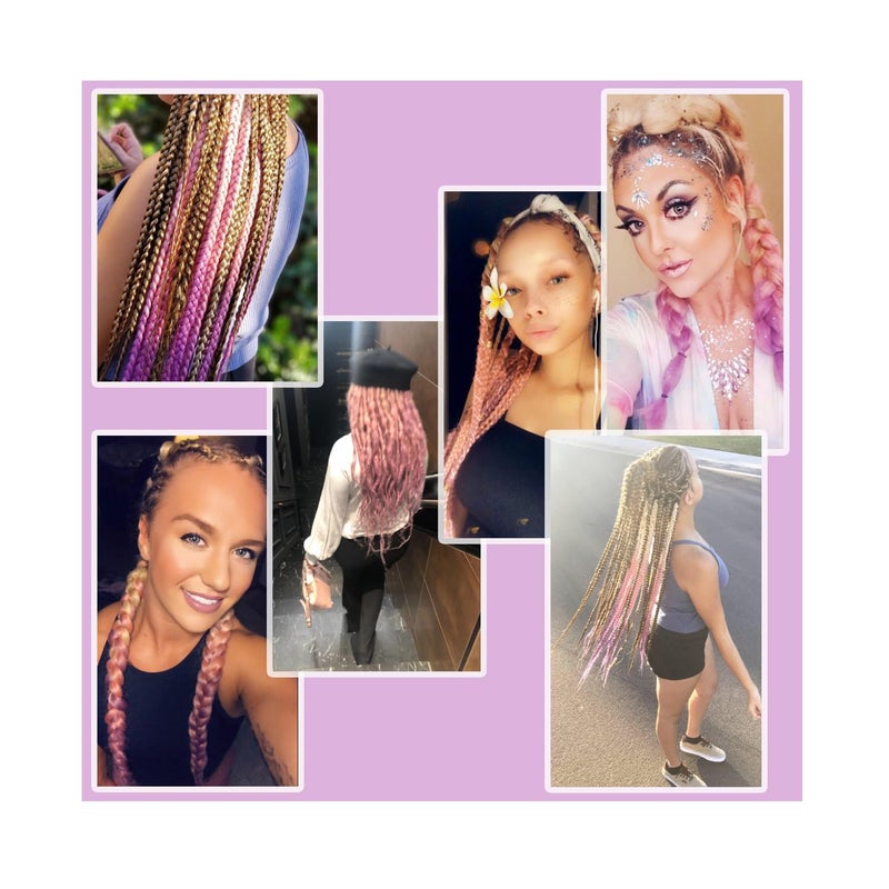 BACANA Blonde Braiding Hair Ombre Blonde Pink Purple 3pcs Synthetic Jumbo Braid In Hair Extension For Braiding Twist Crochet Braids 24 Inch Soft 100G/PC - Image 5