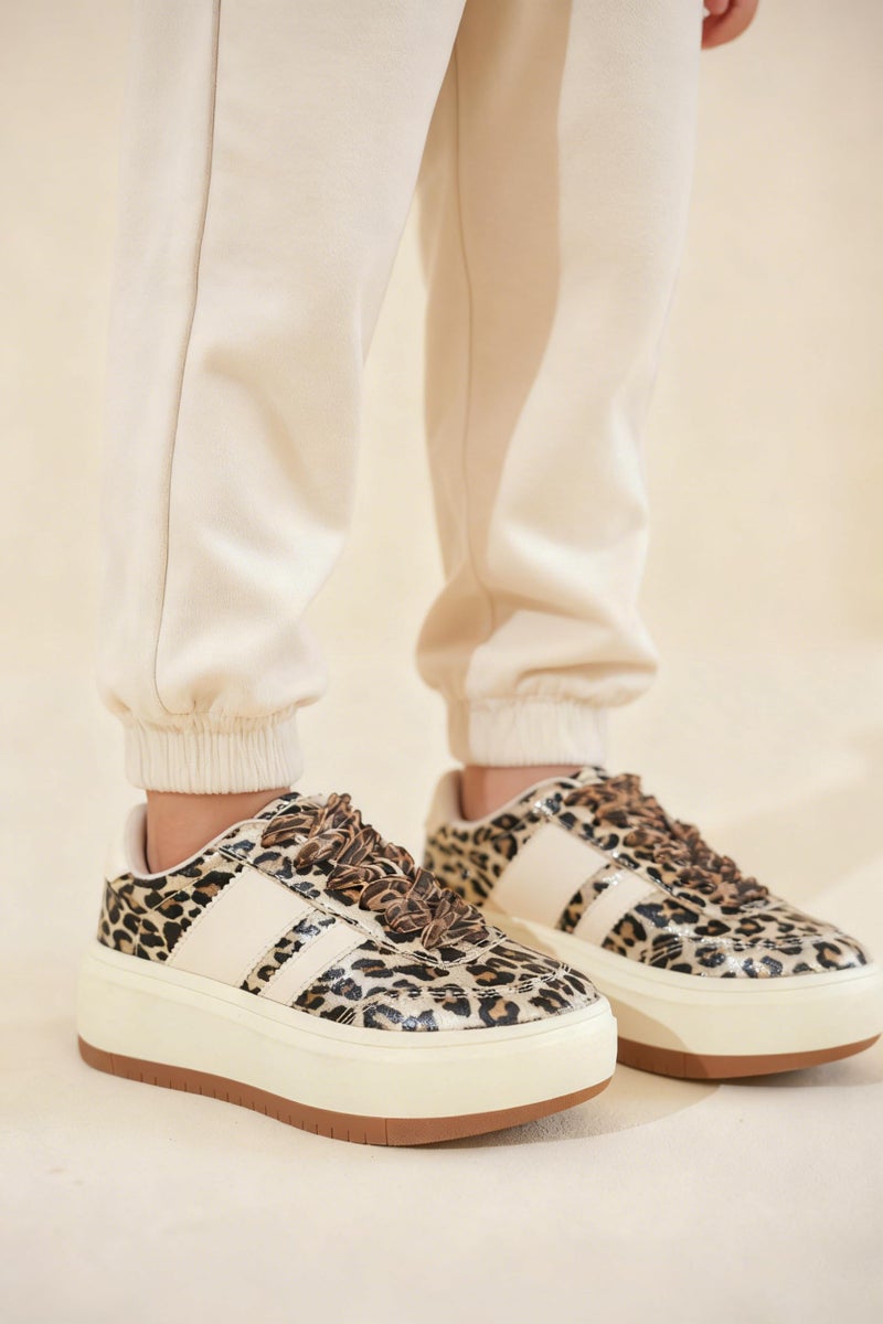 Project Cloud Fashion Platform Sneakers for Kids 2026 - Lightweight Memory Foam Insole Kids Shoes - Durable & Non-Slip Lace up Trendy Platform Kids Sneakers (Little Nita, LEOVPH,10T) Leopard - Image 2