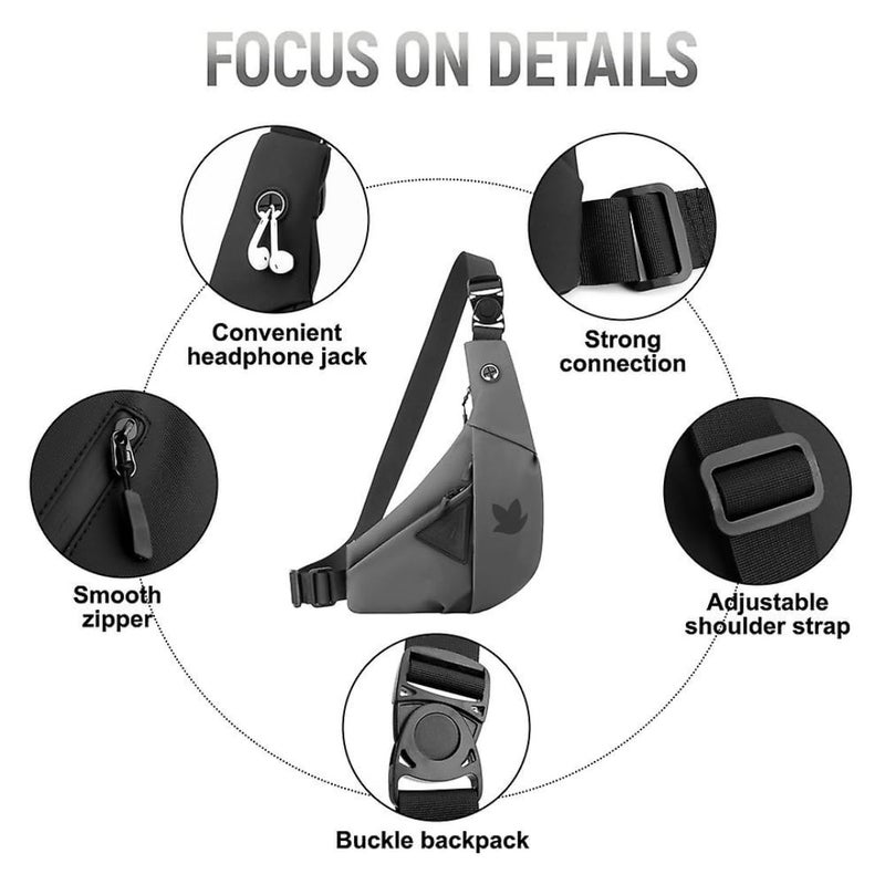 KUNFAIT Waterproof Unisex Crossbody Fanny Pack Waist Bag for Men Women Boomerang Style Sling Bags Side Shoulder Chest Anti-Theft Pouch for Outdoor Travel Sports Money Mobile - Image 3